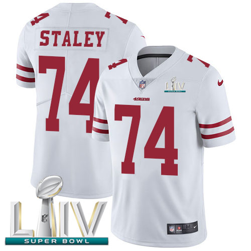 San Francisco 49ers Nike #74 Joe Staley White Super Bowl LIV 2020 Youth Stitched NFL Vapor Untouchable Limited Jersey